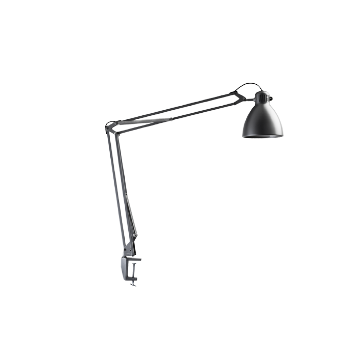 LED Silver Grey L-1 light with edge clamp, task Luxo