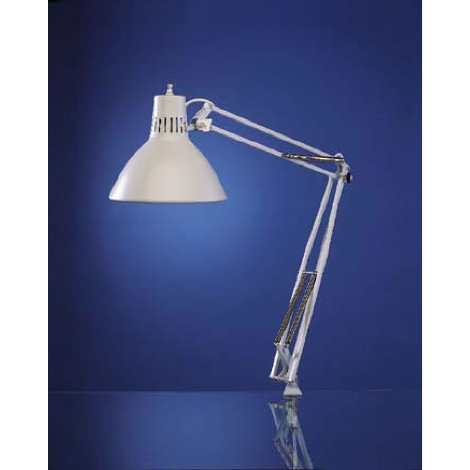 White Weighted Base Mount Luxo LS1EWT LS 23W CFL Task Light 45 Powder-Coated Arm with External Springs
